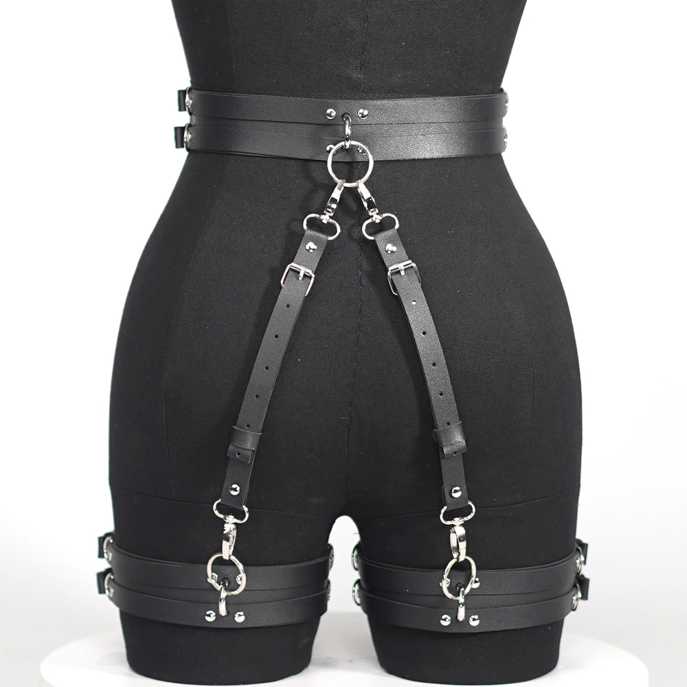 Women Sexy Leg Harness Pu Leather Lingerie Bdsm Bondage Wear Thigh Garter belt  straps Gothic Fetish Clothing Exotic Accessorie