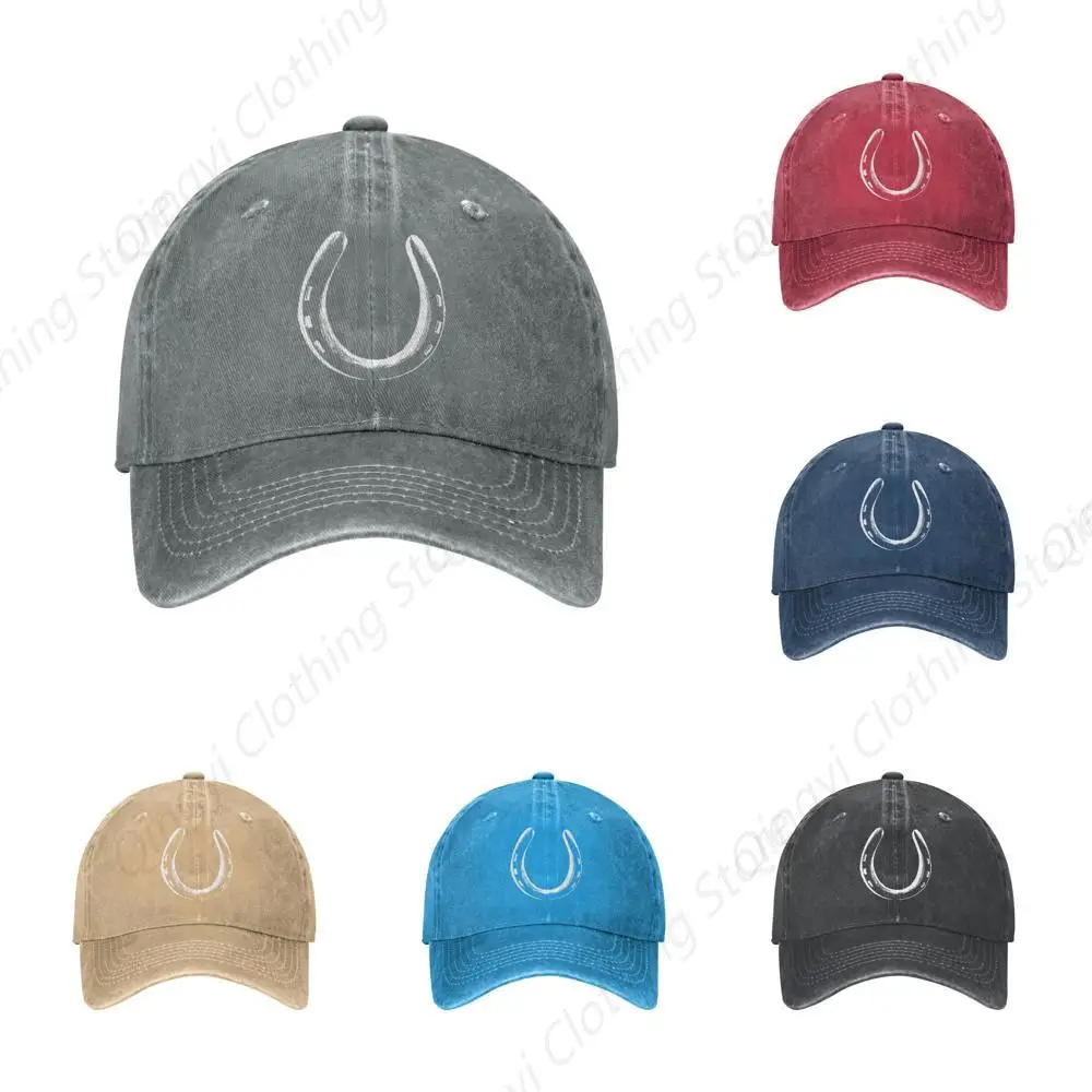 Horseshoe Unisex Baseball Cap Cotton Fits Men Women Washed Denim Adjustable Hat