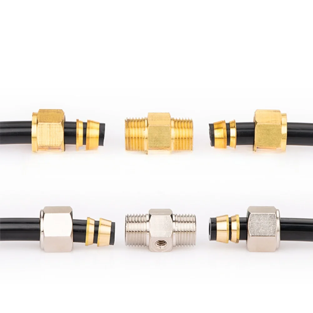 1PCS Brass Tee Compression Tube Fitting Pneumatic Plumbing Brass Pipe Fitting Male/Female Thread With Secure Connection Joint