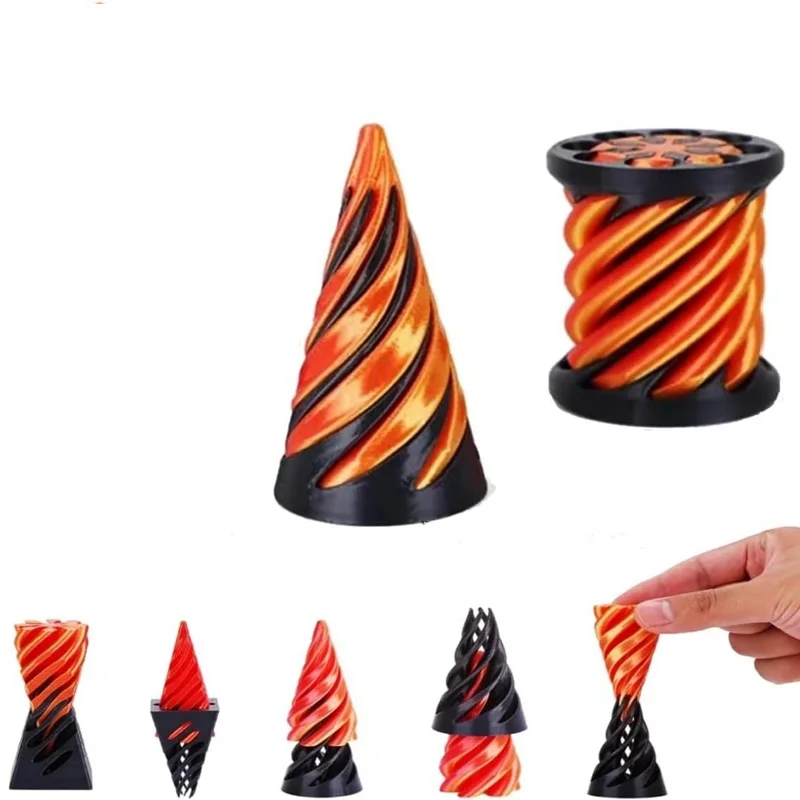 3D-gedrucktes Spiralkegel-Spielzeug, unmöglichke Pyramide, Passthrough-Skulptur, Durchgang durch Pyramiden-Spielzeug, Mini-Vortex-Faden-Illusion