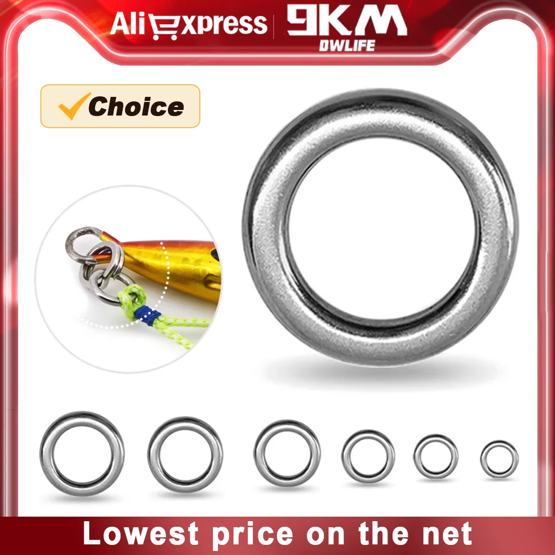 9KM 20Pcs Fishing Solid Ring Fishing Lure Connectors Stainless Steel Fishing Accessories Saltwater Tackle Chrome