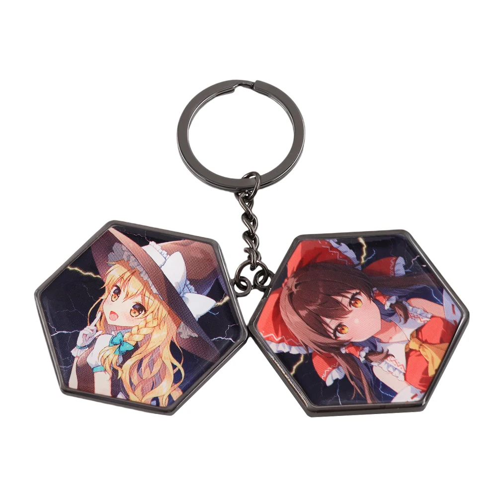 

Touhou Project Game Character Hakurei Reimu Keychain Double-Sided Magnetic Mirror Cute Anime Girl Miko Pendant Makeup Mirrors