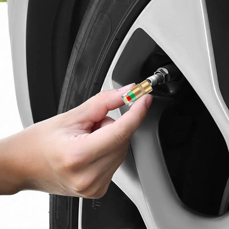 Car Tire Pressure Valve Stem Cap Tire Valve Caps Tire Gauge Caps 4X Tire Pressure Cap Car Tire Air Caps 3 Colors Alarm Tire