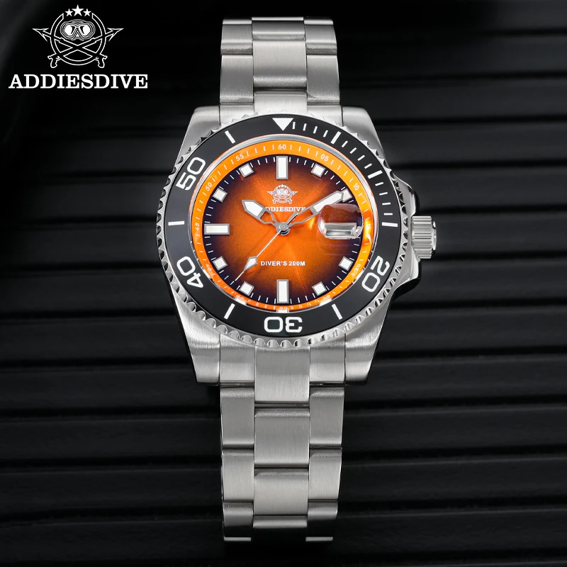 Reloj ADDIESDIVE para hombre, Reloj de buceo de acero inoxidable de cuarzo, Reloj de lujo superluminoso de 200M, Reloj nuevo para hombre, Reloj para hombre