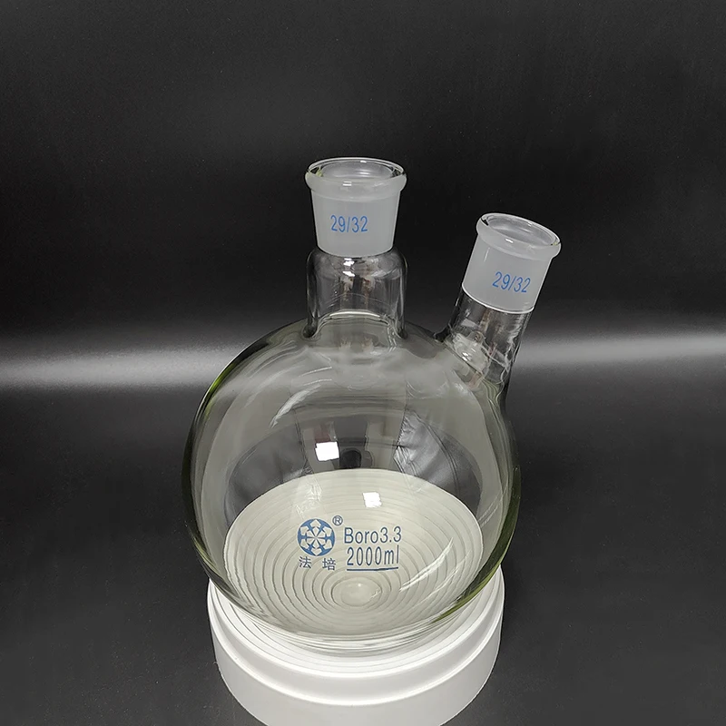 FAPE Two-necked flask oblique shape,with two necks standard grinding mouth,250ml-500ml-10000ml-50000ml,Joint 29/32