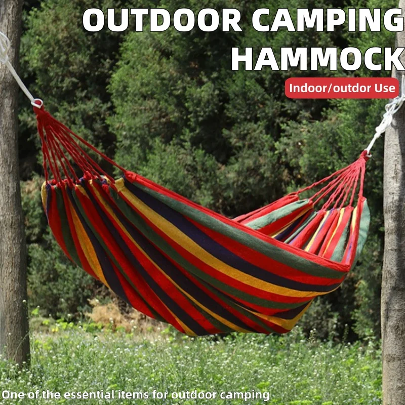 Hamac extérieur en toile / Lit double suspendu en corde extérieure/intérieure - Convient pour le camping, les loisirs, la plage et la détente sur la plage