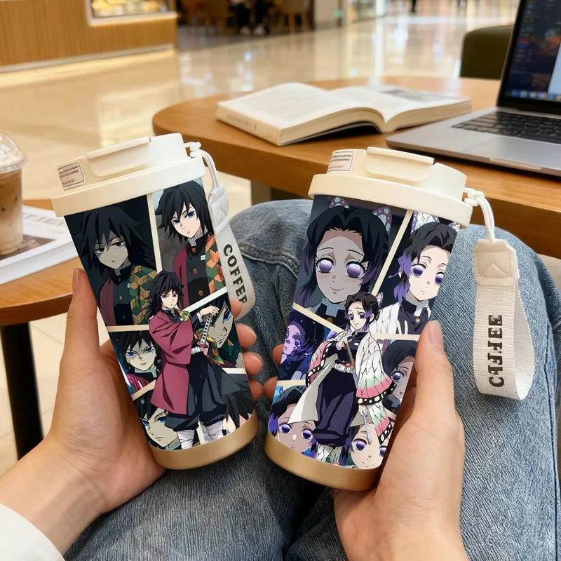 

Anime Demon Slaye Tanjiro Nezuko Cartoon Stainless Steel Insulated Cup Portable Large Capacity Straw Double Drinking Coffee Cup
