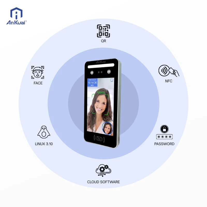 Biometric AI Face Recognition Access Control Device Free SDK Web Cloud Time Recording Attendance Customizable Logo Reset WiFi