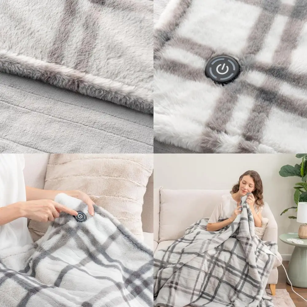 

Reversible Electric Throw Blanket with 4 Heat Settings, 50x60, Fast Warming, Auto Shut-Off for Couch and Bed