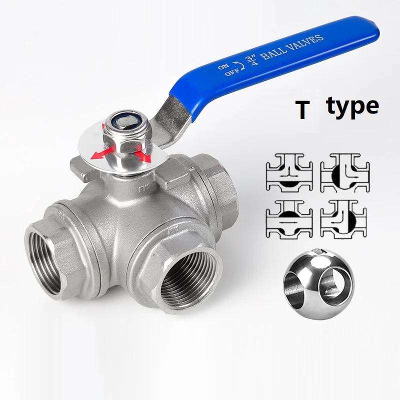 1/4 "-2" BSP gwint wewnętrzny T L złącze zaworu kulowy SS304 316 trójdrożny zawór kulowy ze stali nierdzewnej do wody i gazu