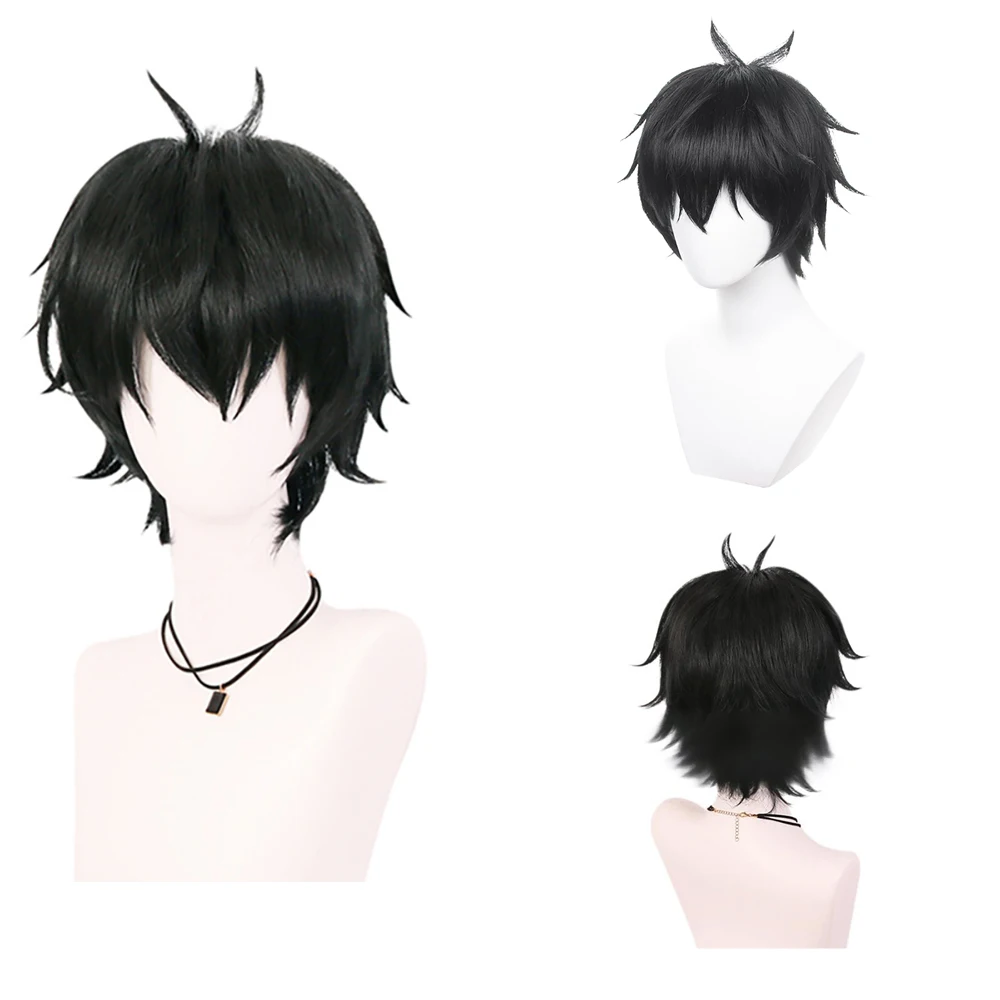 لعبة هونكاي عالية الجودة: ستار ريل ‌   Danheng تأثيري الشعر الاصطناعية أسود قصير الشعر مقلوب يوميا ارتفاع درجة الحرارة شعر مستعار الحرير