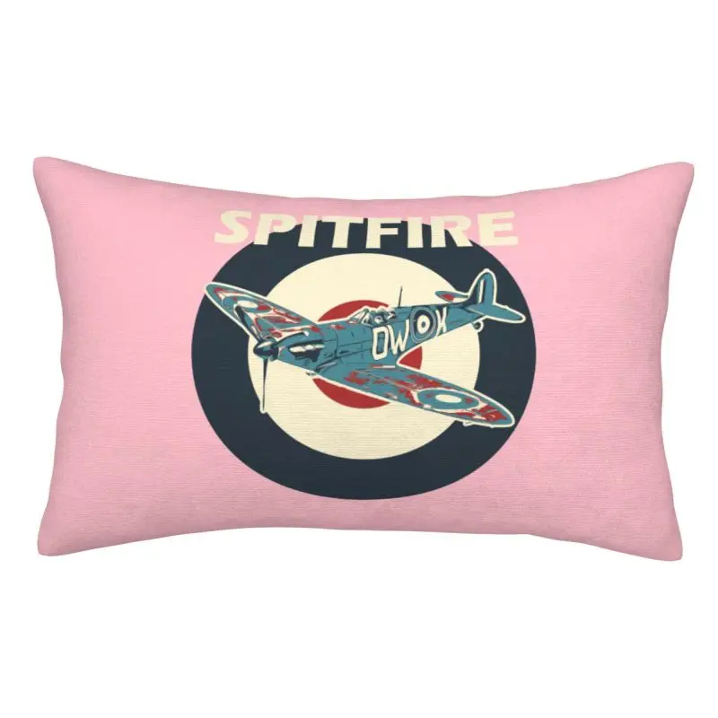 Custom RAF Spitfires Aircraft Roundel WW2 War Plane Cushion Cover Supermarine Airplane Soft Nordic Throw Pillow Cases Rectangle