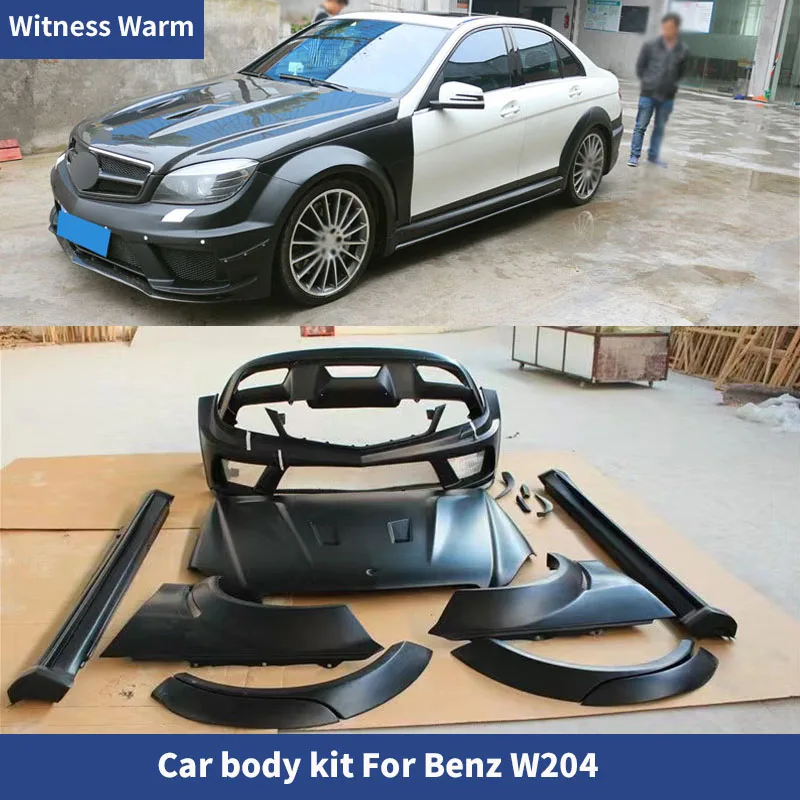 

W204 Wide Car Body Kit FRP Unpainted fender Front Rear Bumper Side Skirts Engine hood Bonnets Covers for Benz W204 C300 C200 07-