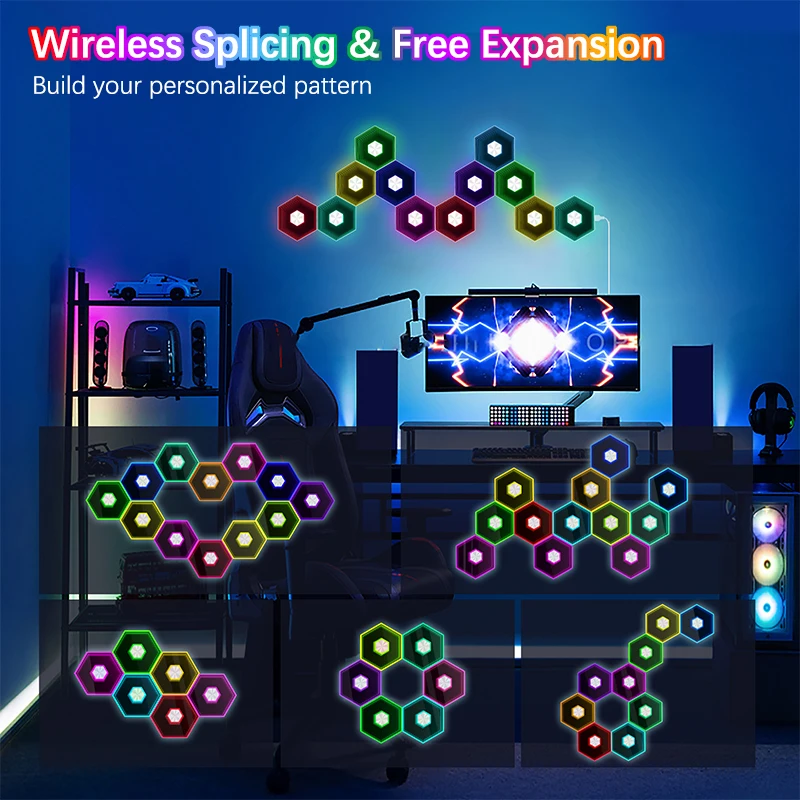 

Quantum Lamp Smart App RGB Bluetooth Remote Control 5V Led Esports Light Background Wall Bedroom DIY Atmosphere Decor Wall Lamp