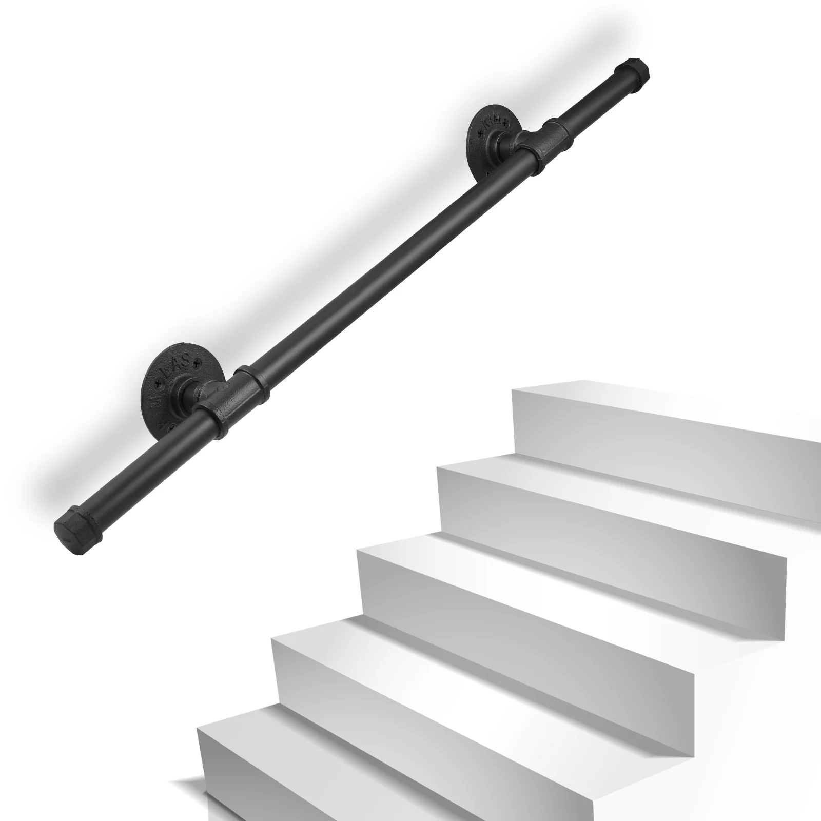 Handrails For Indoor Stairs For Stairs Steps,Metal Non-Slip Easy Install For Outdoor Indoor Stairs Porch Deck Hand Rail