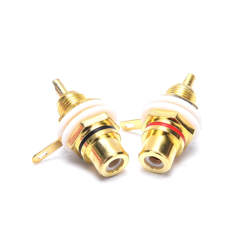 Banhado a ouro RCA Fêmea Plug Jack, Chassis Amplificador, Conector Phono com Porca Solda Cup, Montagem em Painel, Tomada de Áudio, 10pcs por conjunto