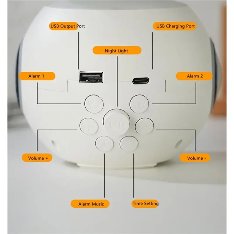 ABKW-Alarm Clock With Emoji, Wake Up Function, Adjustable Night Light& Mini Bluetooth Speaker- Kids' Perfect For Friends Gift