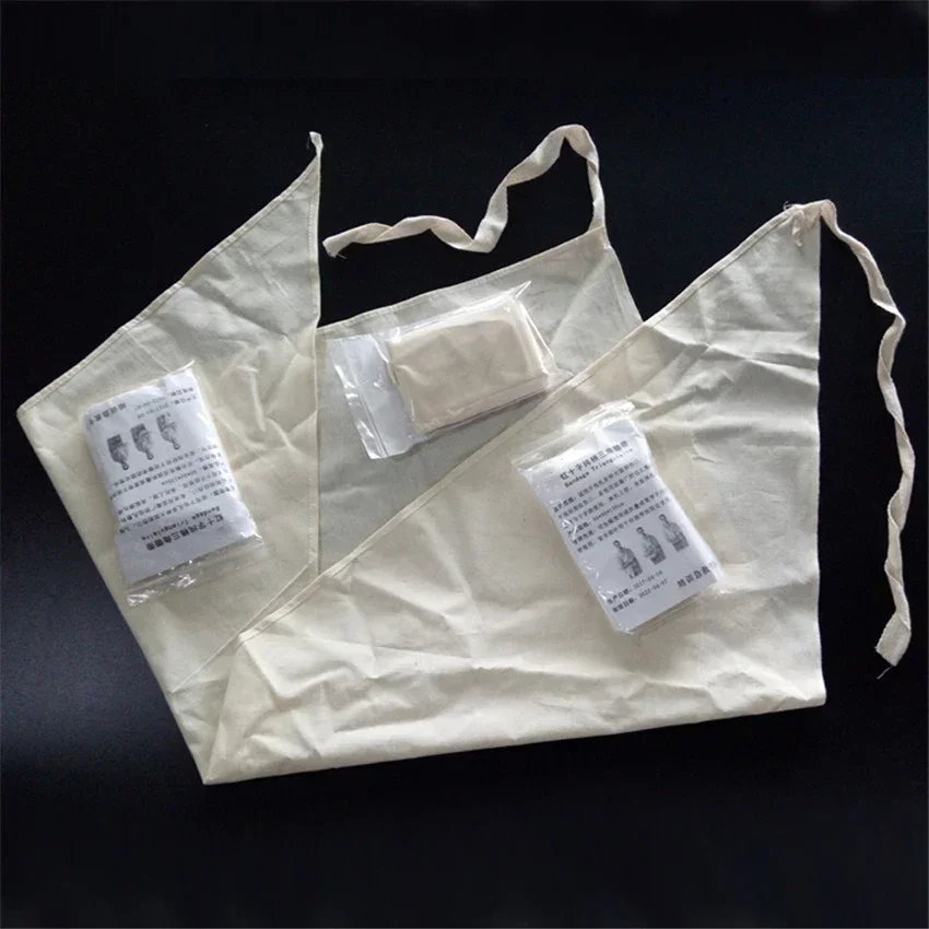 Serviette triangle réutilisable, trousse d'urgence de premiers soins avec 2 sangles, sac de bandage en coton, kits de premiers soins de sauvetage