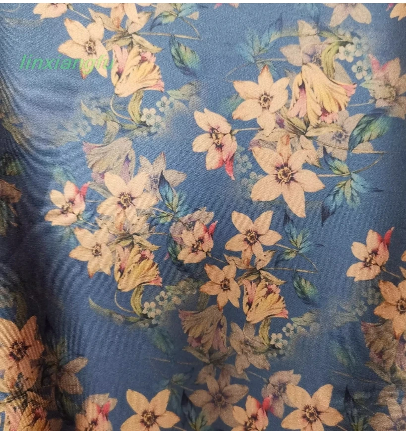 

Silk cotton satin high-end fabric,five-star flower dress cheongsam skirt fabric,soft and breathable skin-friendly fabric