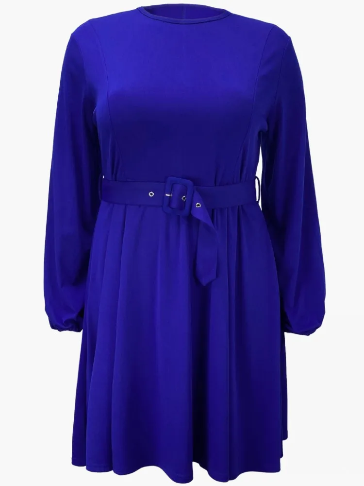 XL-5XL Plus Size Elegant Midi Dress 2025 Spring Autumn Women Bohemian Dress Casual Long Sleeve Bandage Robe Oversize Dress