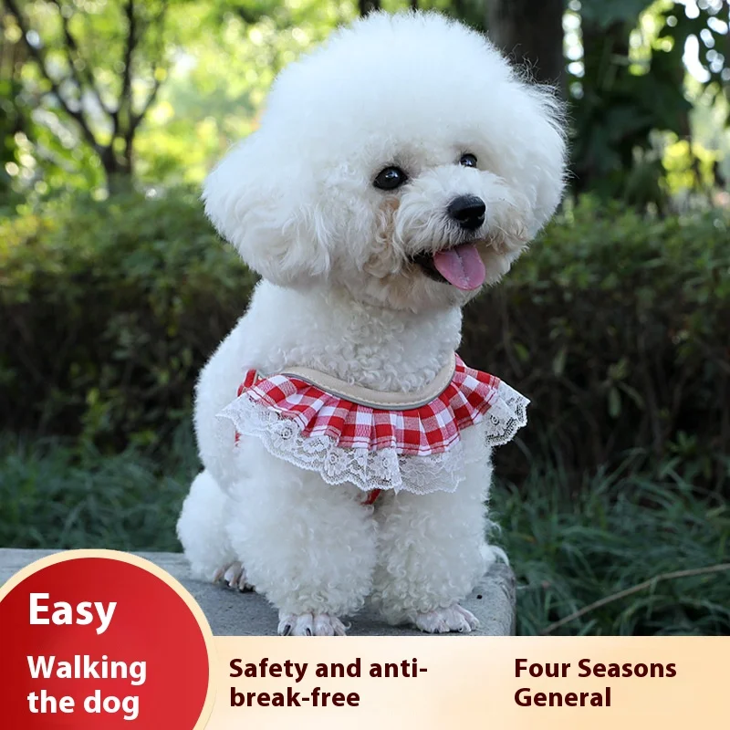 

2024 Hot Fashion Pet Chest Harness Dog Leash Lace Vest Dog Walking Rope Small Dog Dog Leash Dog Clothing