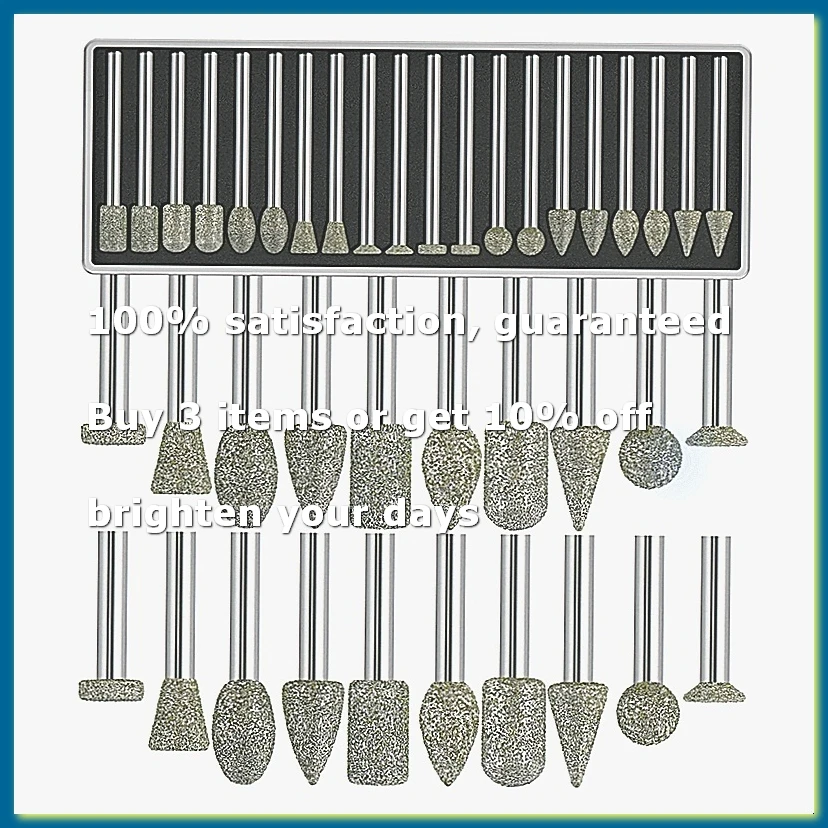 20Pcs 60Grit Grinder Bit 1/8In Shank Compatible for Stone Glass Resin Porcelain Ceramic Quartz Glaze Steel Carve