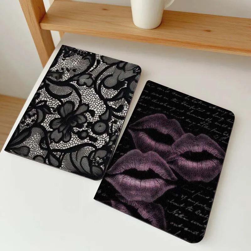 

Black Floral Lace Fabric Tablet Case For Apple iPad Air Pro mini 1 2 3 4 5 6 7 8 9 11 M2 M3 M5 M4 5th 6th 7th 10th 11th Gift