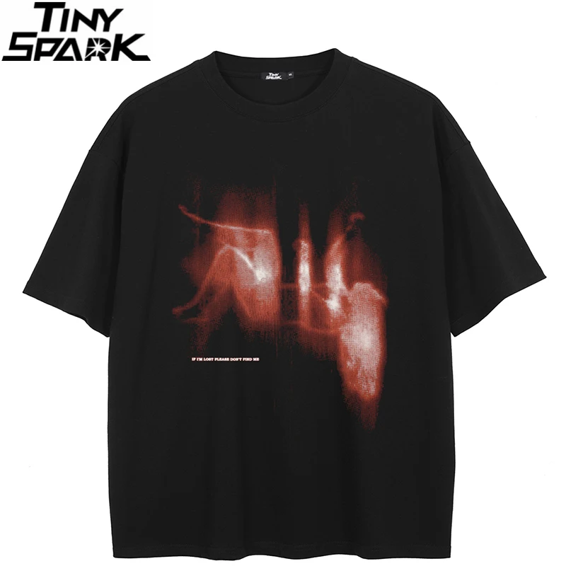 T-Shirt Streetwear Lost Soul Graphic T Shirt Cotton Hipster Men Tshirt Unisex Tops Tees Black Hip Hop