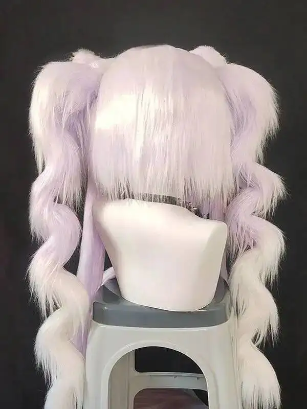 Handmade Kig Fursuit Head, Cute Cat Kemono Mask, Anime Cosplay Full Head, Purple Hair Lolita Furry Costume for Furry Fans - view 2