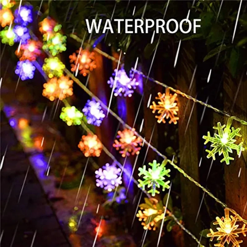 Outdoor Solar Powered LED String Lights, Luzes de neve do Natal, Luz impermeável do pátio, Decoração de festa de jardim, 024, 2023, 2023