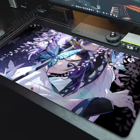 XXL Sky Clouds Mouse Pad PC Kawaii Butterfly Gaming Keyboard Rug Laptop Demon Slayer Kochou Shinobu Mousepad Cute Gamer Desk Mat