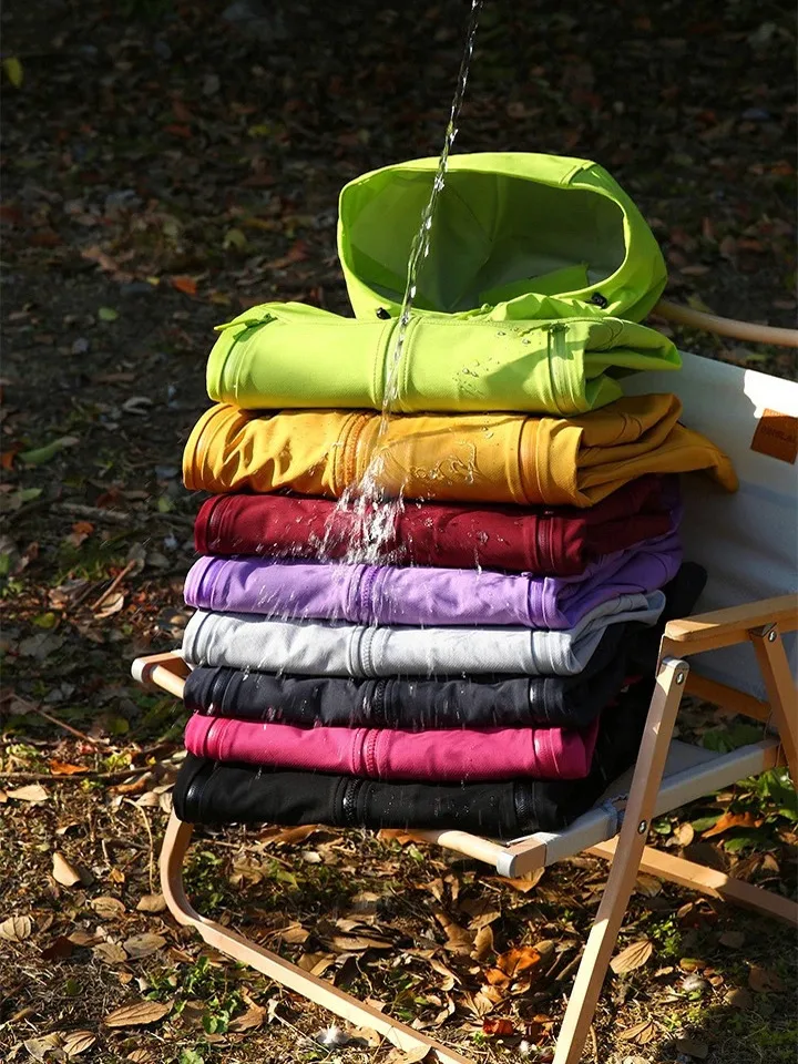 

Outdoor Tear-Resistant Soft ell Jaet Hooded Spring Sportswear for Men And Women Hiking Coat Youth Stand Fit Long Sve