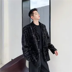 Male Shiny Blazers 2024 Spring jacket men Stylish Sequin Decor Blazer For Men Suit Jackets Dazzling Stage Clothing