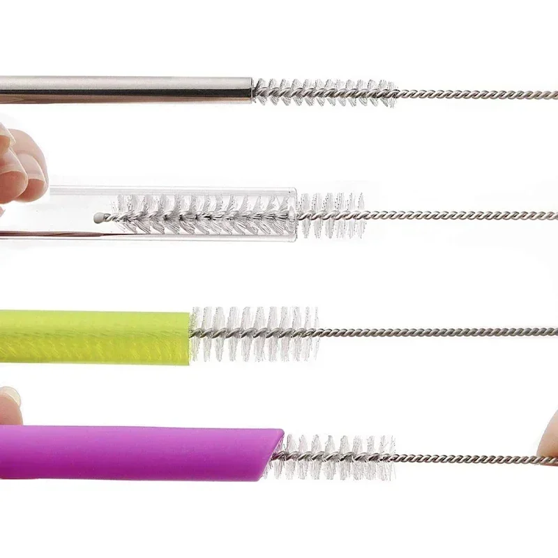 2–10-teiliges Strohhalm-Reinigungsbürsten-Set, Nylon-Röhrenbürste mit Edelstahlgriff, wiederverwendbar für Babyflaschen, Strohhalme, schmale Röhren – Detail 6