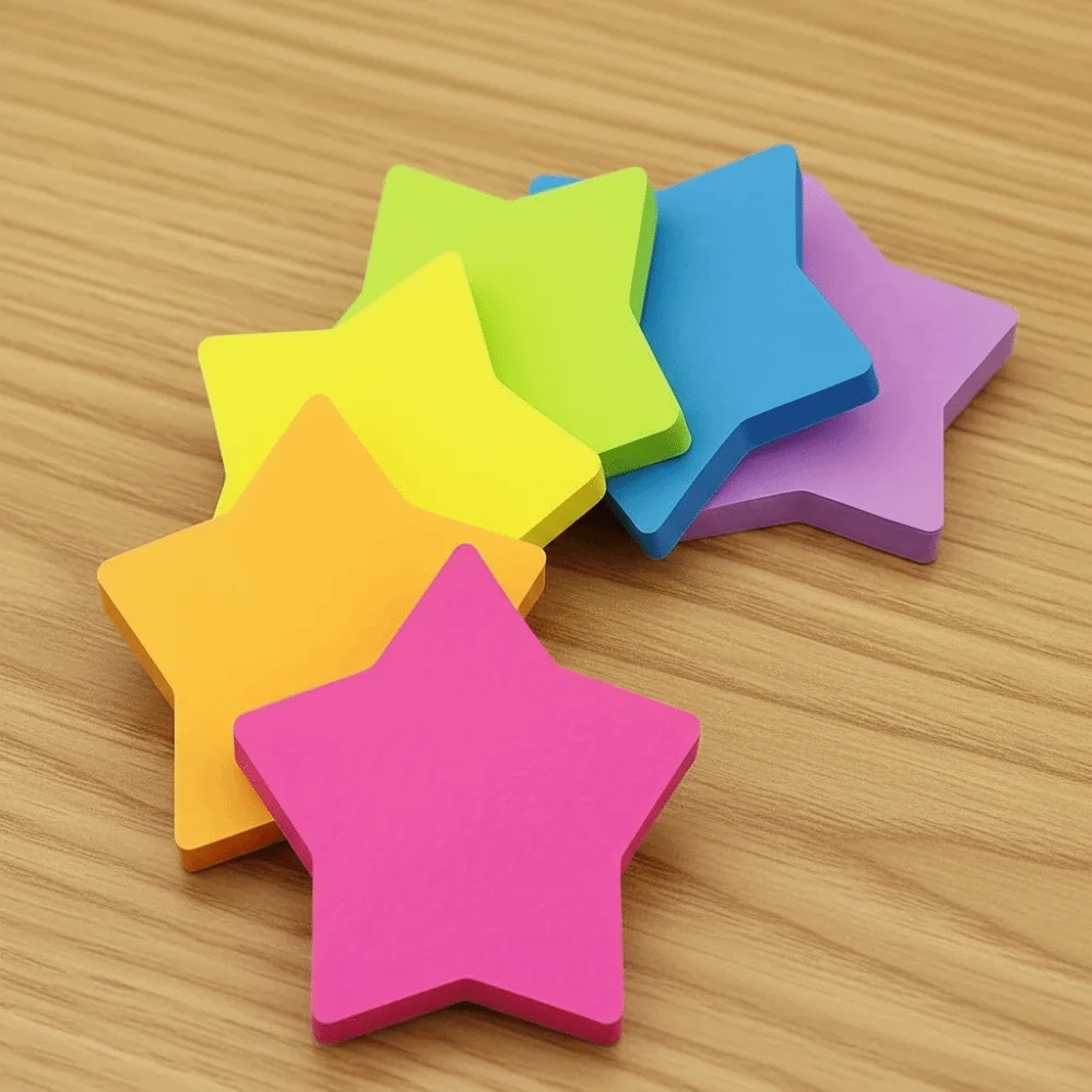 6pcs/set New Star-Shaped Sticky Notes Vibrant Colorful Mixed Color Notepads Notebook Creative School Supplies Study Office
