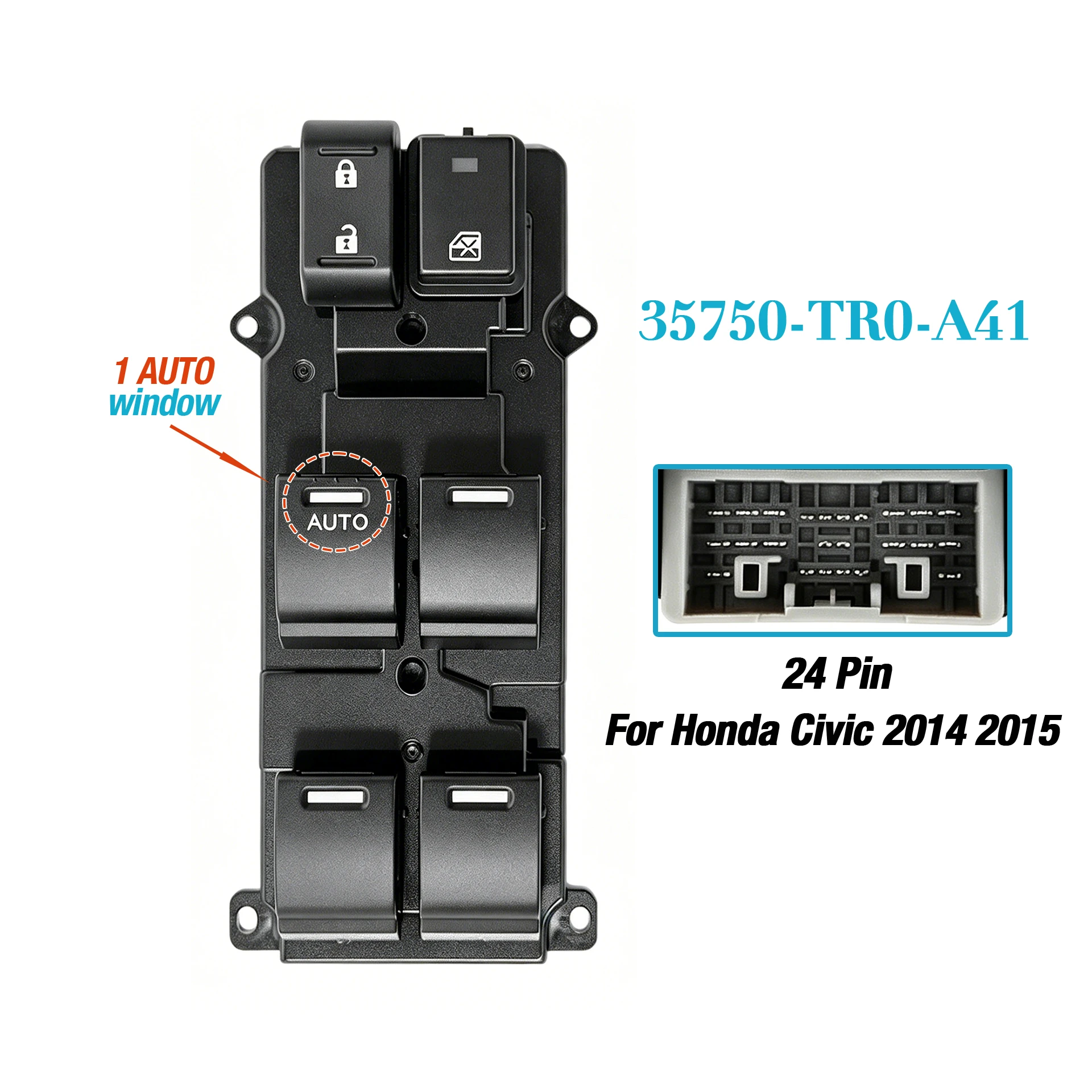 35750-TR0-A41 For Honda Civic 2014 2015,Front Left Driver Side Electric Glass Lifter Control Button,Master Power Window Switch