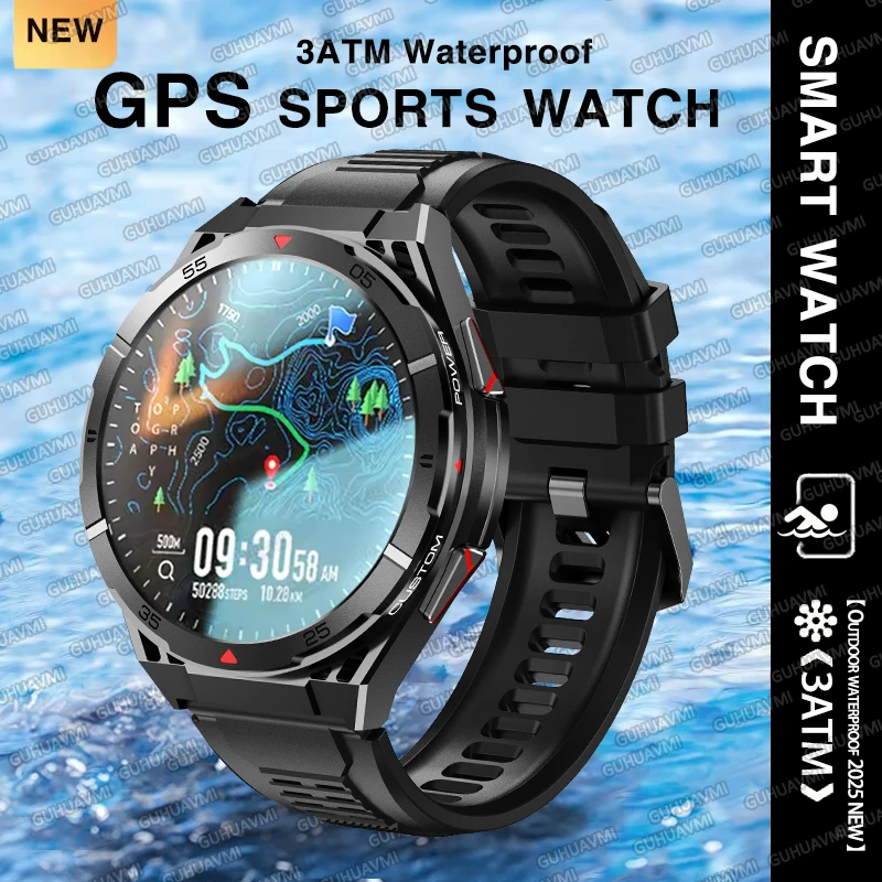 

2025New Original Built-in GPS Sport SmartWatch Men HD AMOLED Call Fitness Waterproof Smart Outdoors Bracelet military Swim Watch