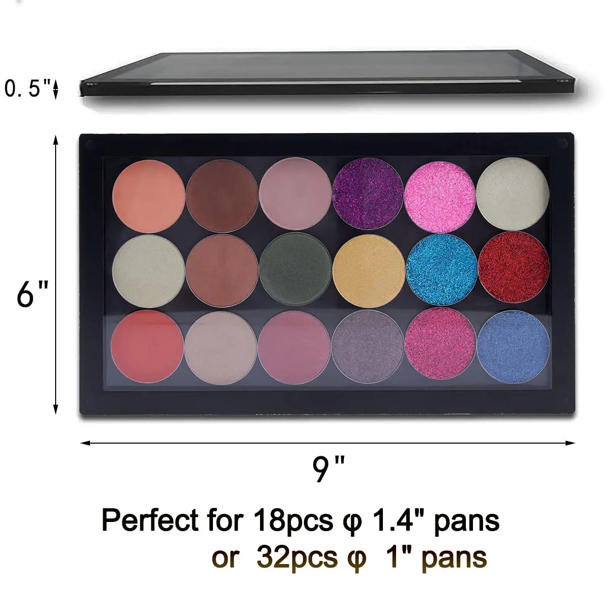 Coosei New Acrylic EMPTY Magnetic Eyeshadow Palette Waterproof High-Gloss Eye Shadow Makeup Pallet 9.36*5.5'