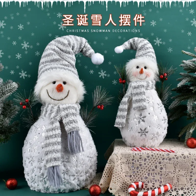 

Holiday decorations Christmas plush snowman ornaments wedding photography shopping mall window scene arrangement doll ornaments