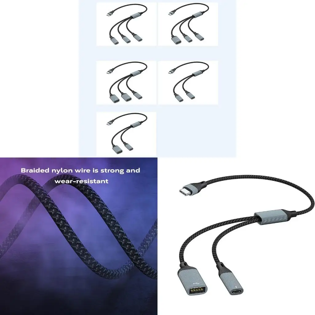  USB C Splitter Adapter 60W Power and Data Hubs for Laptops and Headphones