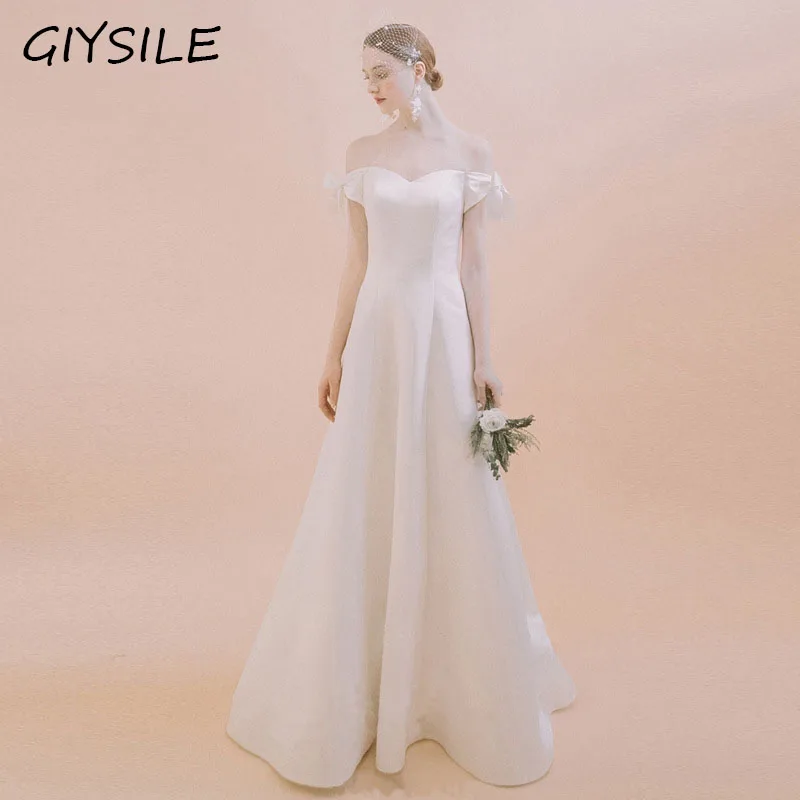 GIYSILE-Robe de Soirée en Satin pour Femme, Tenue de Mariage Blanche, Style Initié, Romantique, Formelle, Élégante