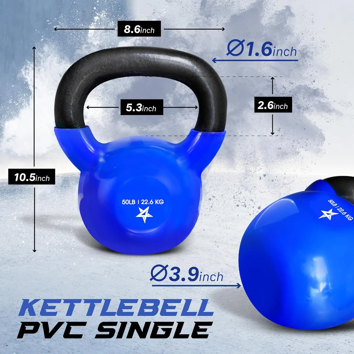 5-65lbs Kettlebells Vinyl Coated Cast Iron for Dumbbell Weights Exercises, Gym, Fitness, Full Body Workout Equipment Push up, Gr