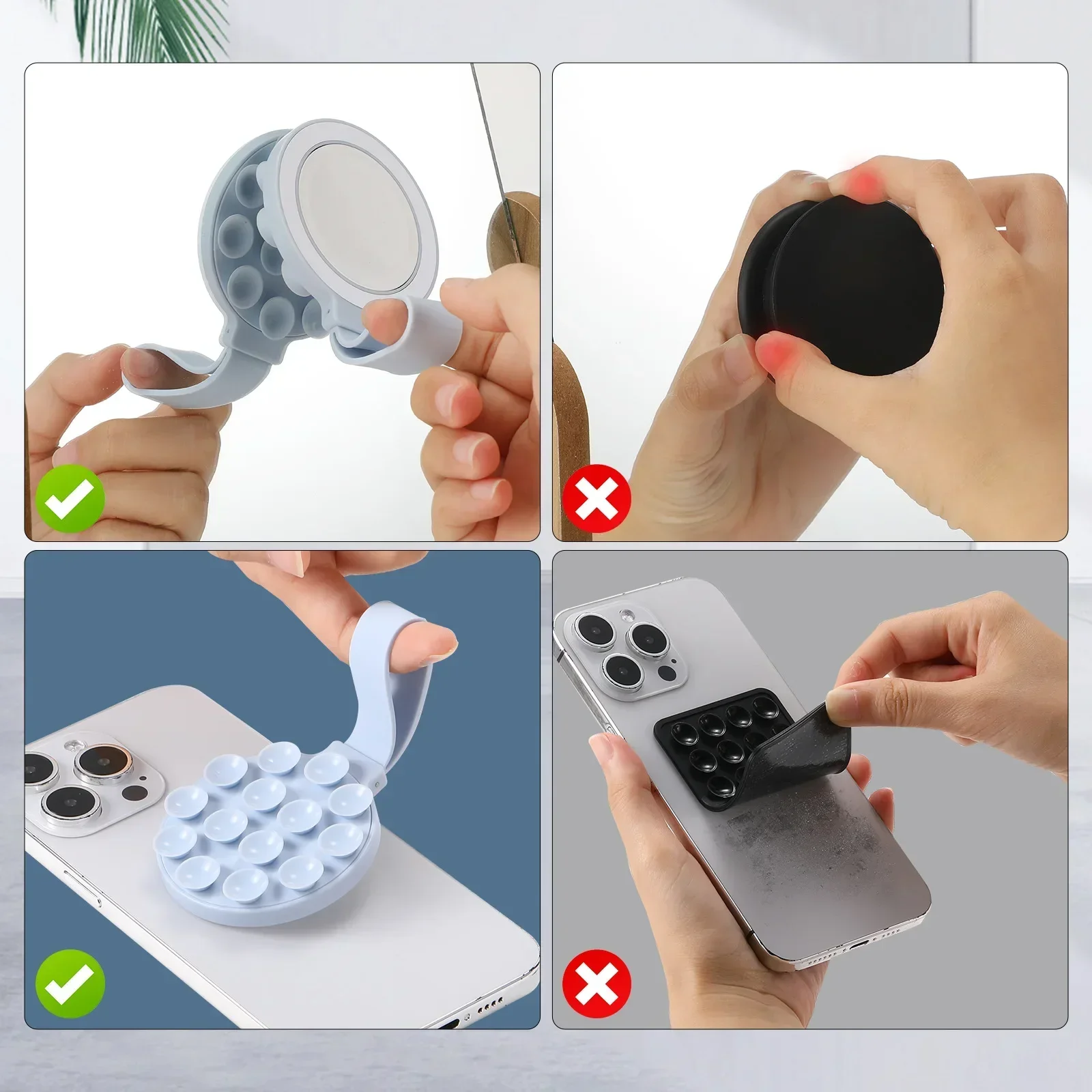 Multi Functional Magnetic Phone Holder with Silicone Suction Cup Portable Handheld Person Stand For Magsafe iPhone 16-12 Mount