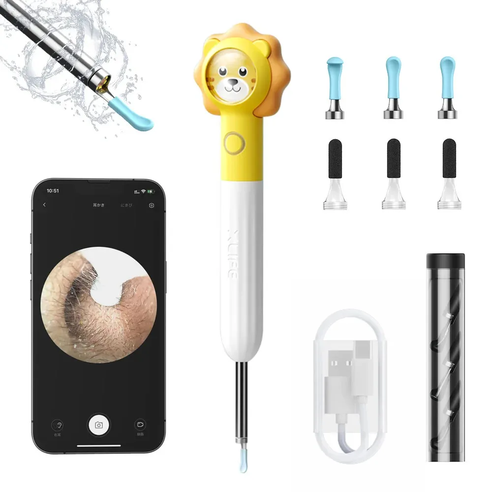 

Cartoon Ear Wax Removal Tool Camera with 1080P High-definition Camera, Visual Otoscope, Intelligent WiFi Ear Wax Cleaning Kit