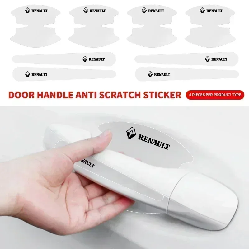 8pcs Transparent Car Door Handle Bowl Stickers Anti-scratch Protection for Renault Sport Duster Megane 2 3 Auto Accessories