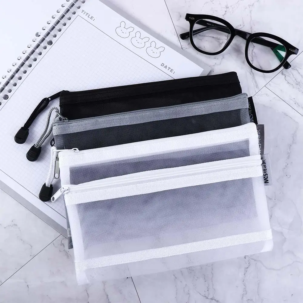 A6 Pen Box Document Large Capacity Office School Stationery Supplies File Folder Double Mesh Pencil Bag Cosmetic Storage Bag