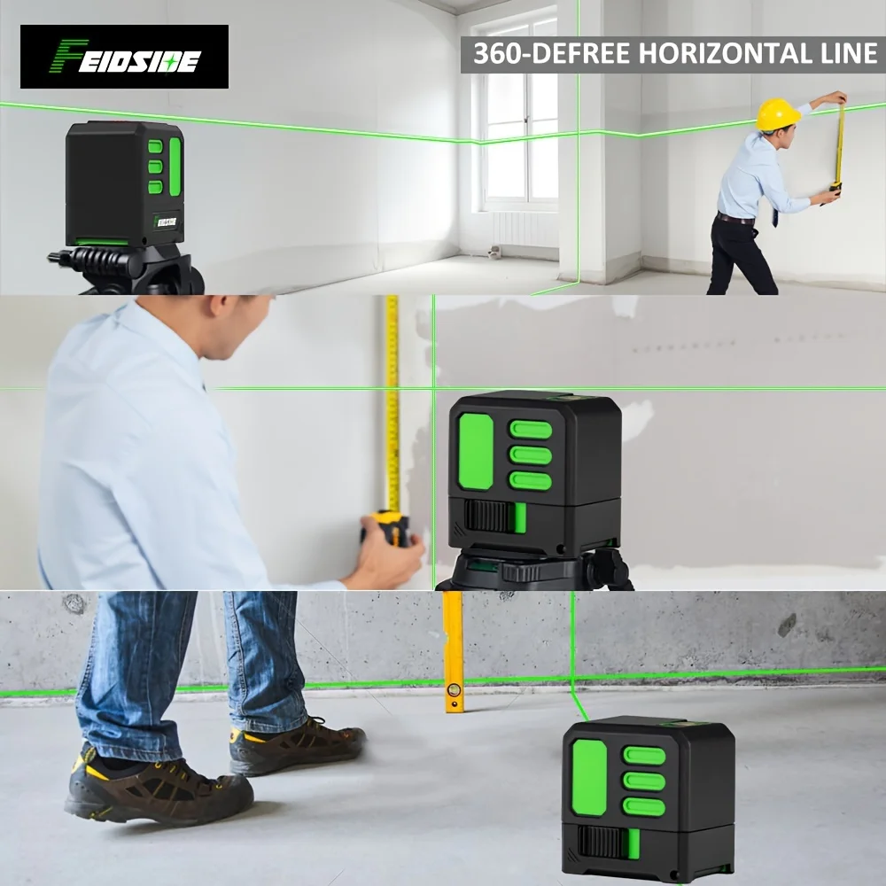 FEIDSIDE Two Line Laser Level Horizontal and Vertical Self leveling Green Light Suitable for Building and Home DIY