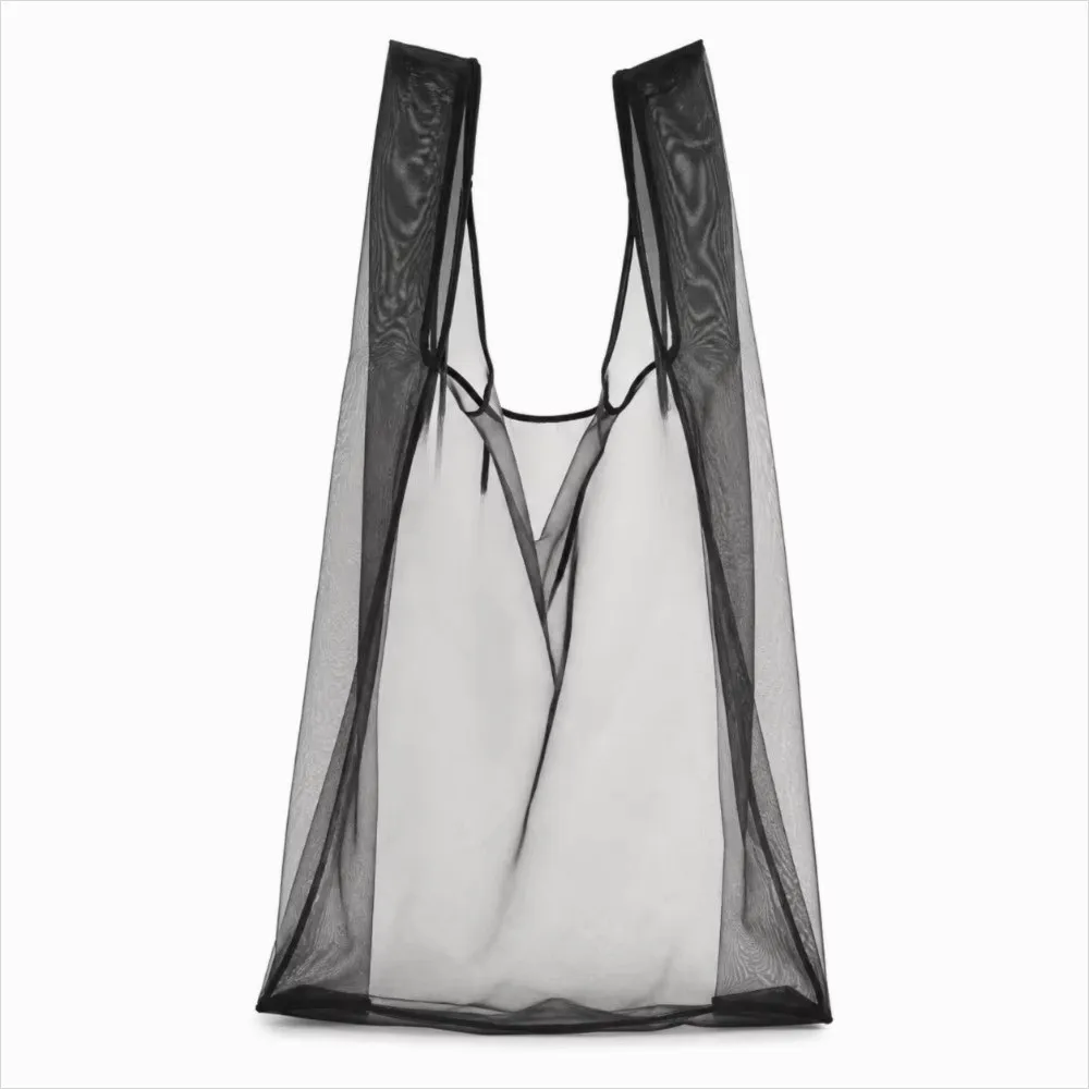 Large Capacity Organza Shopping Bag Lightweight Sheer Gauze Mesh Tote Bag Portable Multicolor Cosmetic Storage Bag Pool