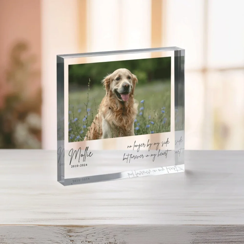 

1PC Personalized Dog & Cat Memorial Plaque - Custom Photo Keepsake Decor, Thoughtful Sympathy Gift for Pet Lovers