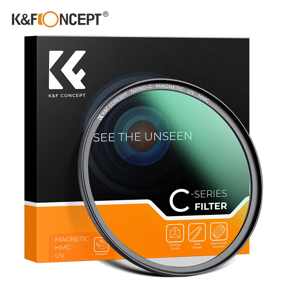 K&F Concept Nano-C Magnetic UV Filter 49mm 52mm 55mm 58mm 62mm 67mm 72mm 77mm 82mm Ultra Slim UV Filter 18-Layer Coatings